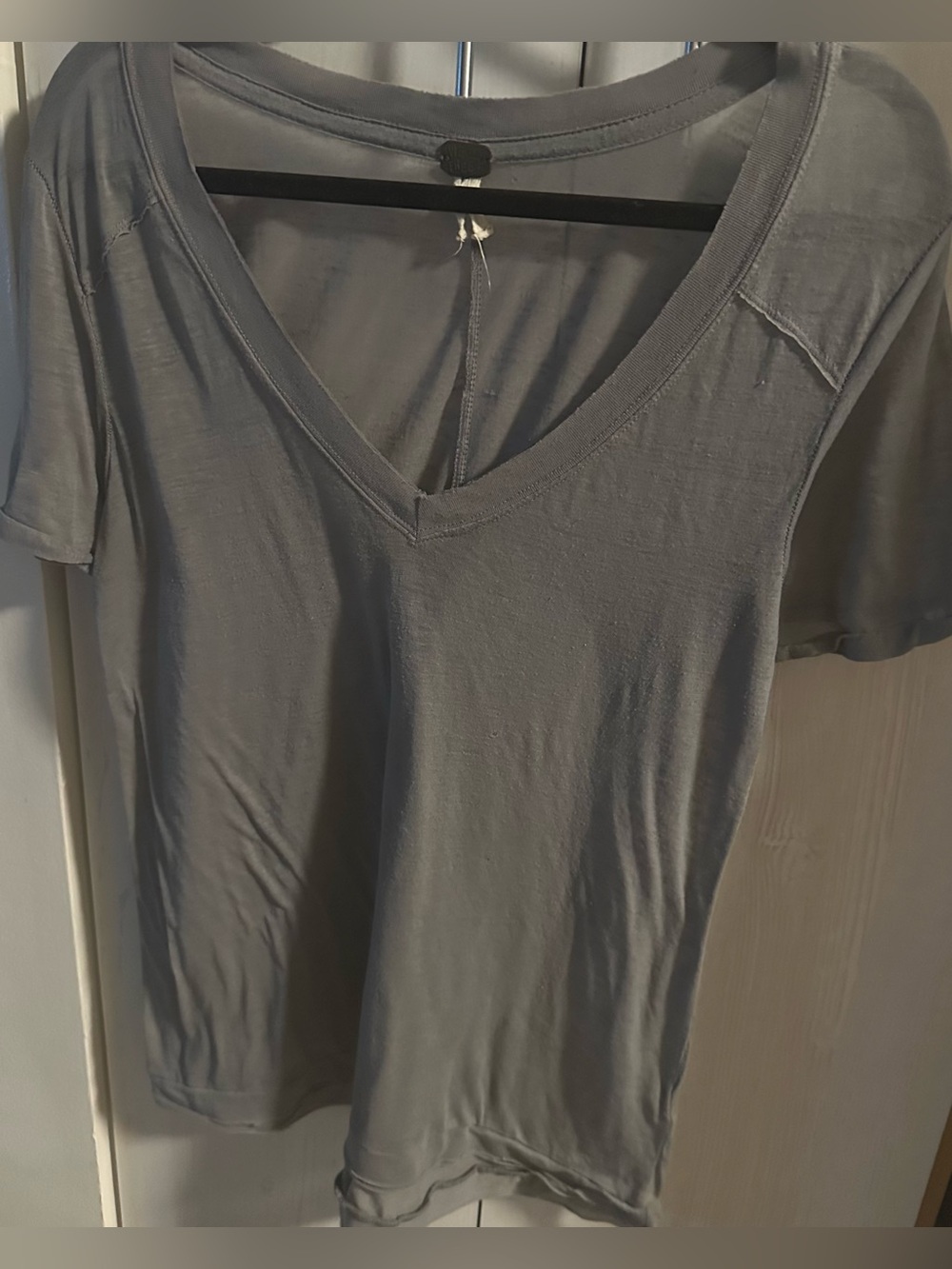 We The Free  V-Neck Short Sleeve Tee in Gray